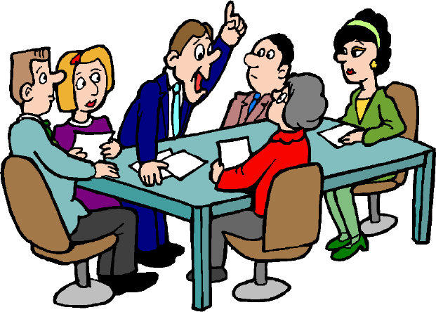 Cartoon of a group around a table